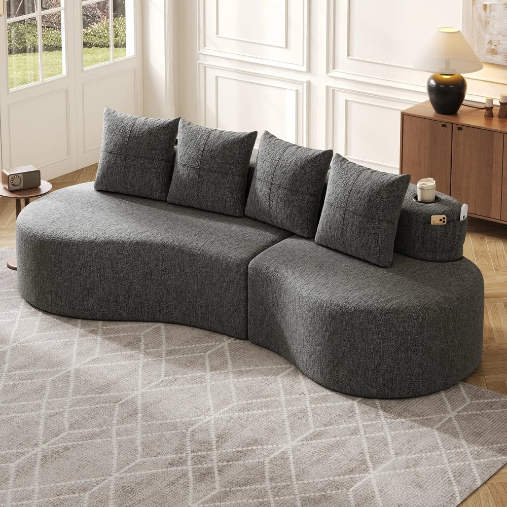 Divano in tessuto con 4 cuscini ¨C Minimal ¨C Grigio scuro, morbido imbottito