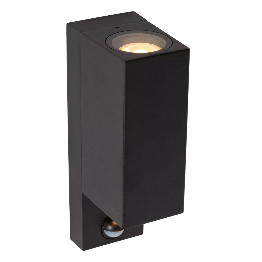 Applique esterna nera IP65 con sensore 2xGU10 Lucide