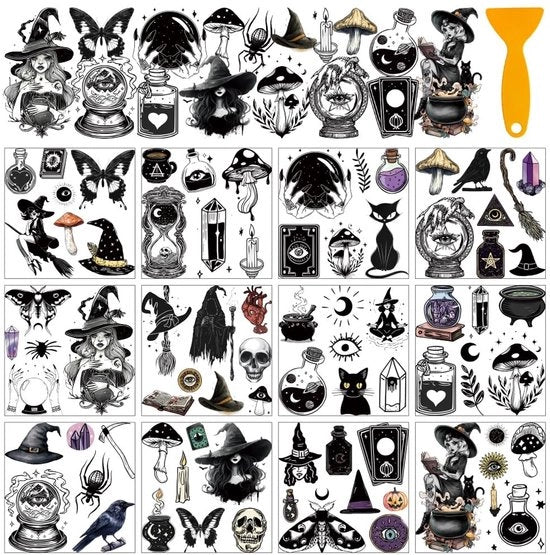Decorazioni per Halloween - 12 fogli - PVC - 140mm x 140mm - Colori misti - Facili da utilizzare