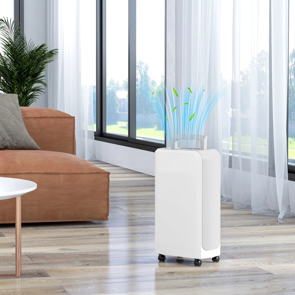 Deumidificatore 12L/giorno ¨C zephmum ¨C Serbatoio 2.5L, Timer 24h, Display Digitale, Ruote, Bianco