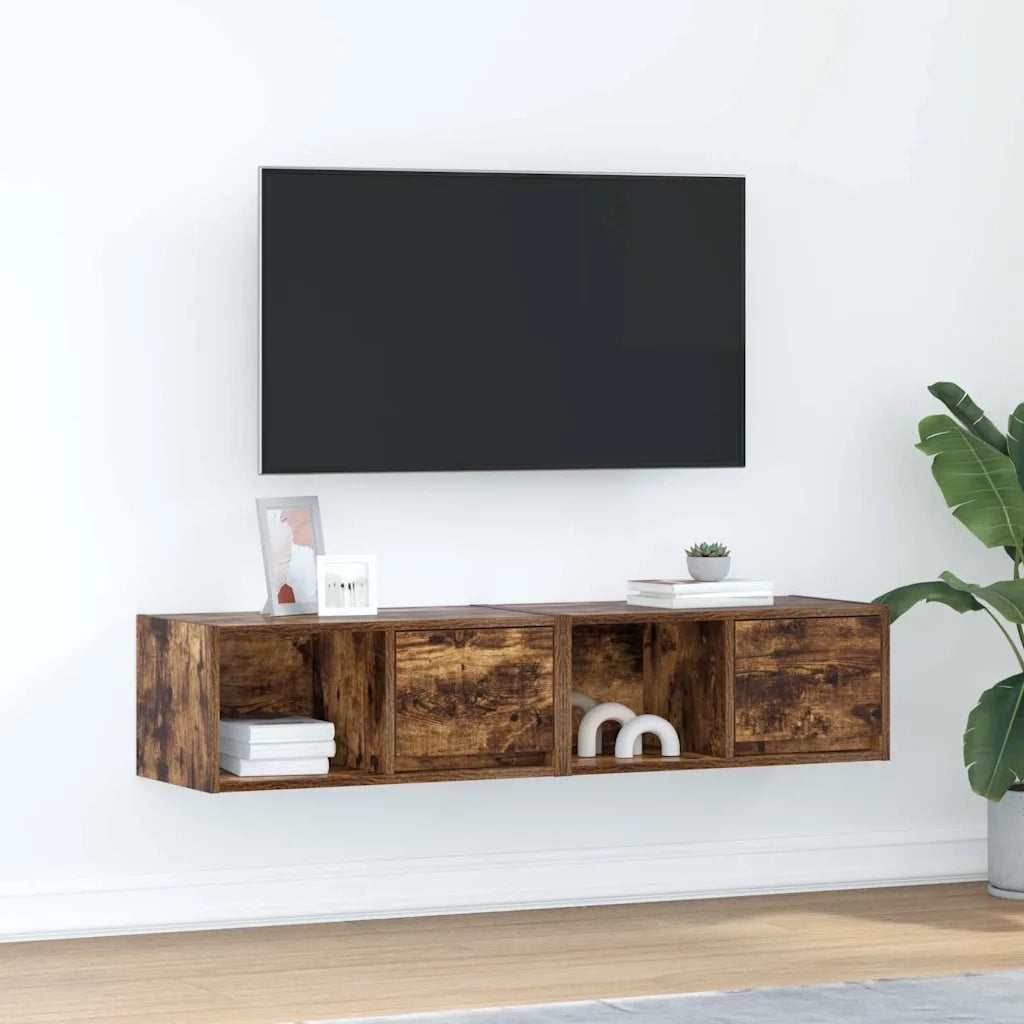 Mobili TV 2 pz Rovere Fumo 60x31x25,5 cm Legno Multistrato 861445