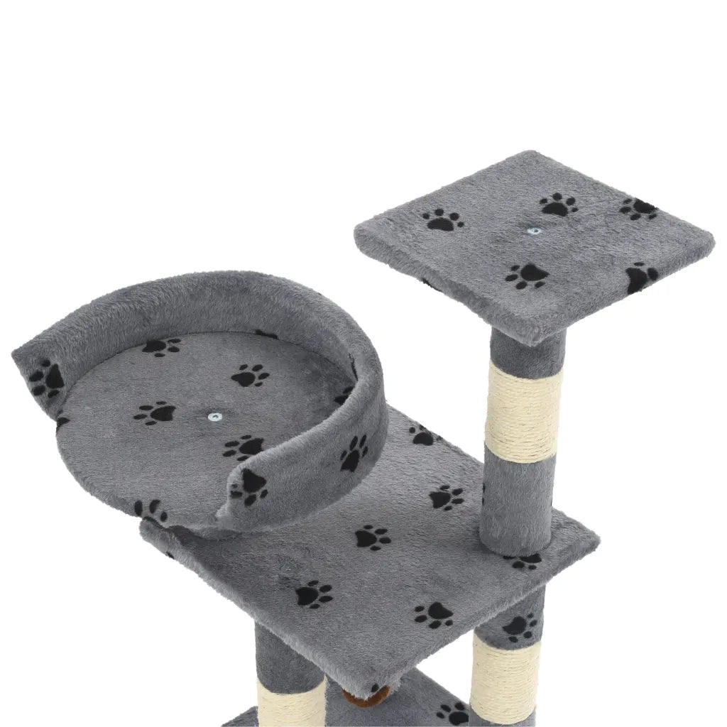 Albero per Gatti Tiragraffi in Sisal 65 cm Zampe Stampate Grigio 170608