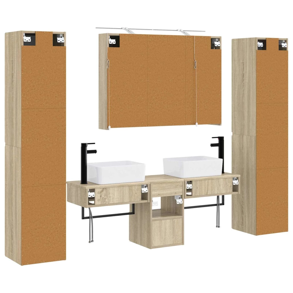Set di mobili per il bagno 6 pcs Rovere Sonoma 3407193