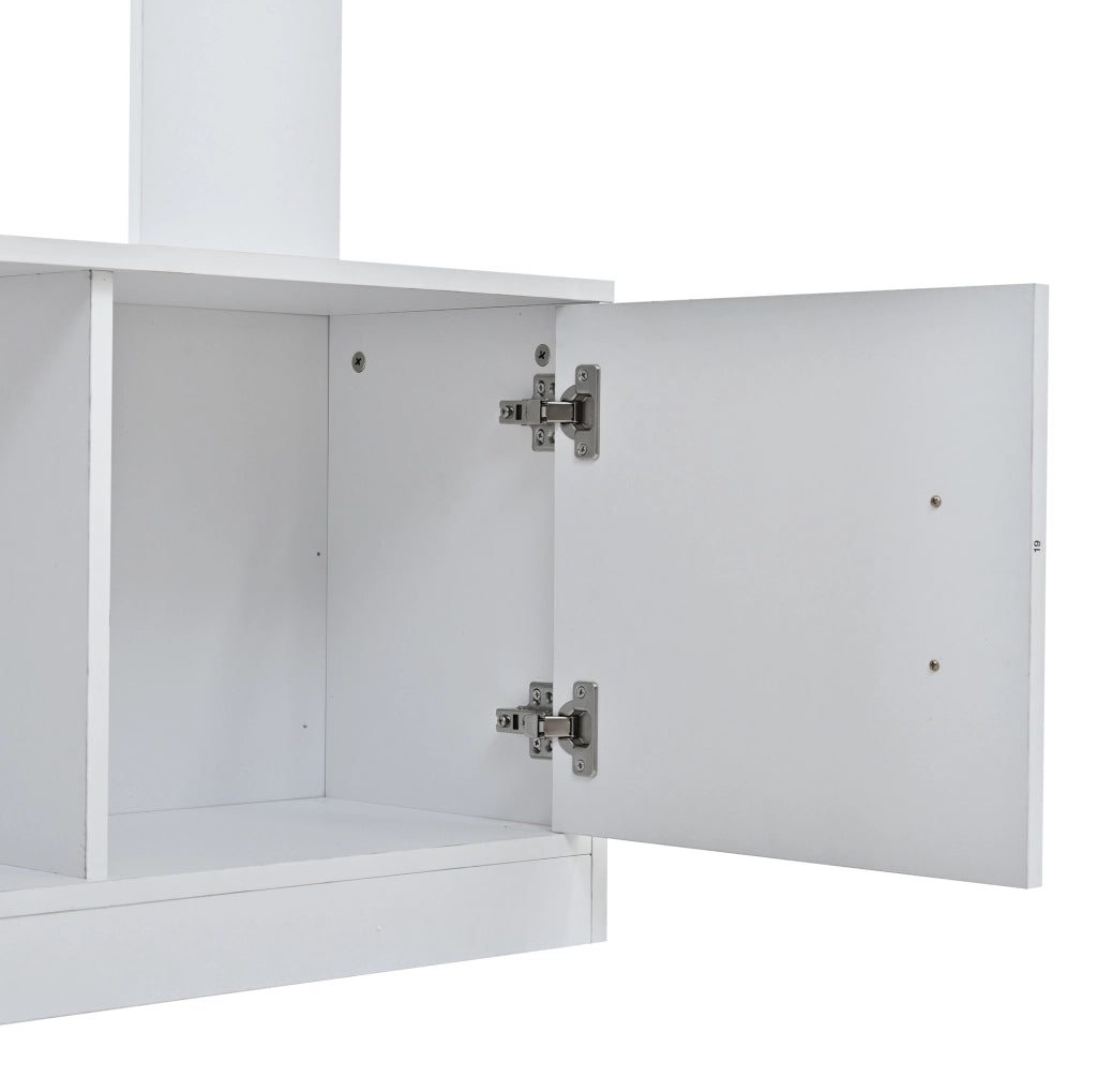 Mobile guardaroba da ingresso con scarpiera, specchio e panca in pannello MDF bianco salvaspazio