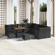 Set Divano da Giardino con cuscino 13 pcs Nero 3363494