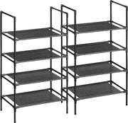 Sistema di conservazione delle scarpe con 4 pannelli, set da 2, sistema di conservazione delle scarpe, telaio metallico, pannelli di tessuto non tessuto, per ingresso, camera da letto, soggiorno, 45 x 28 x 80 cm, nero