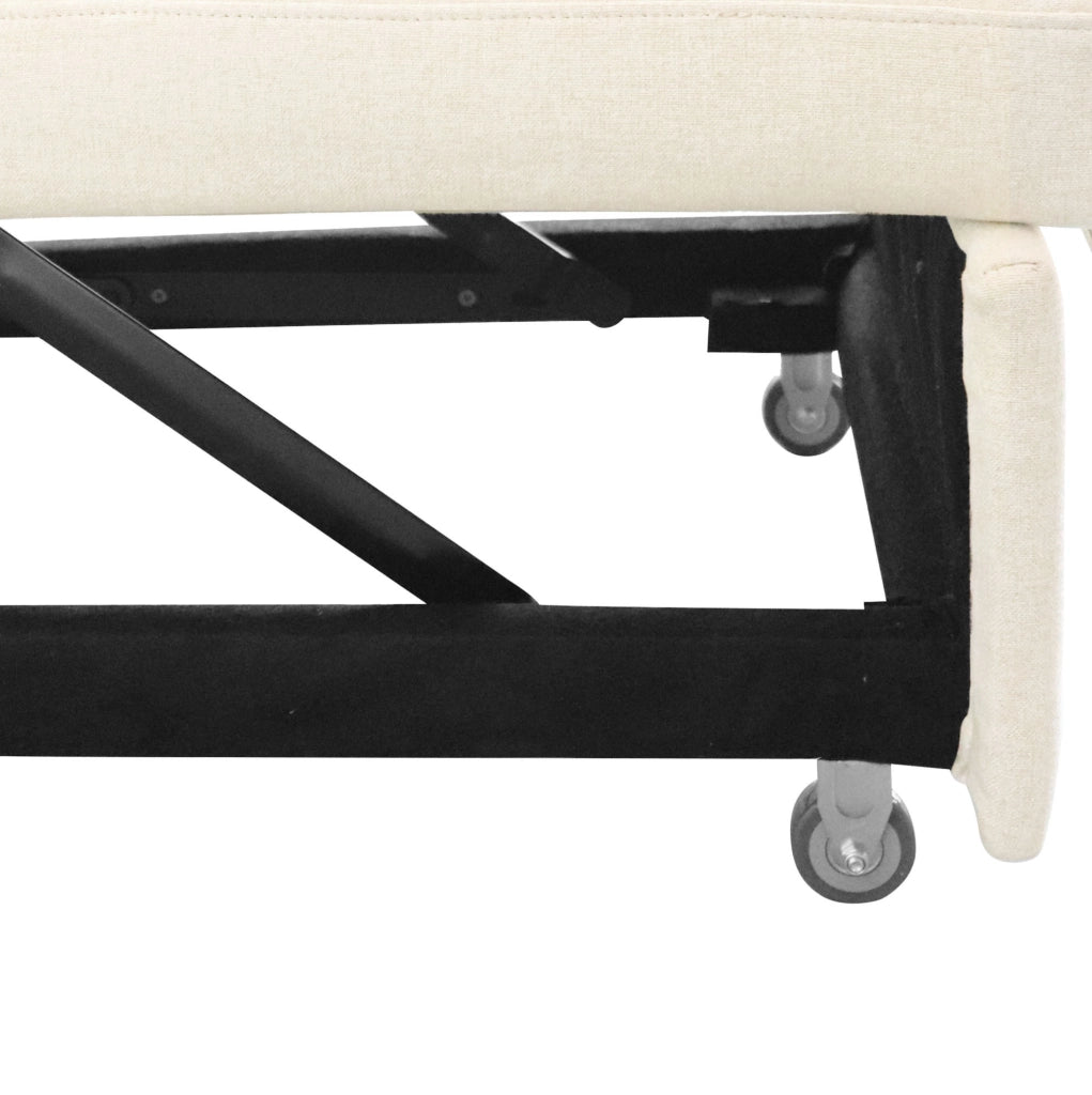 Divano letto 3 in 1; schienale reclinabile; cotone e lino beige