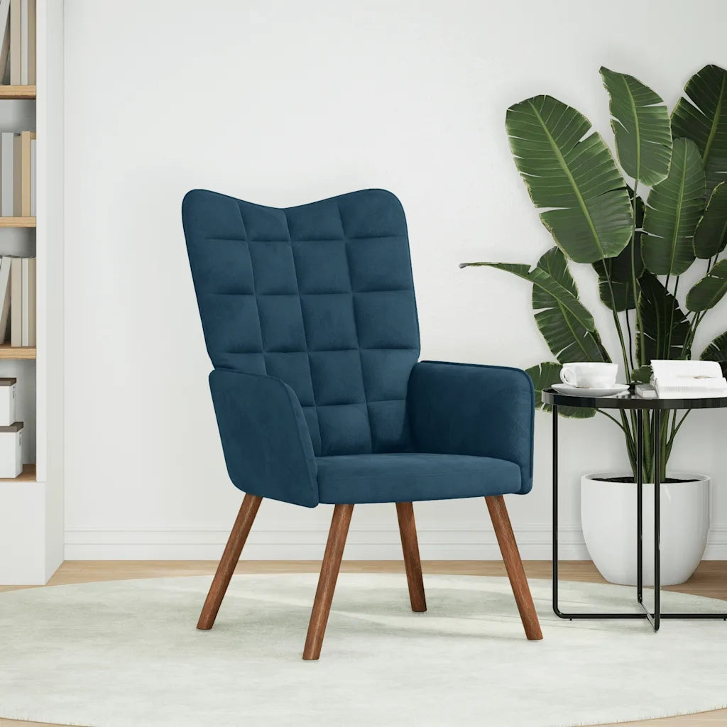 Poltrona Relax-Poltroncina Blu in Velluto 508206