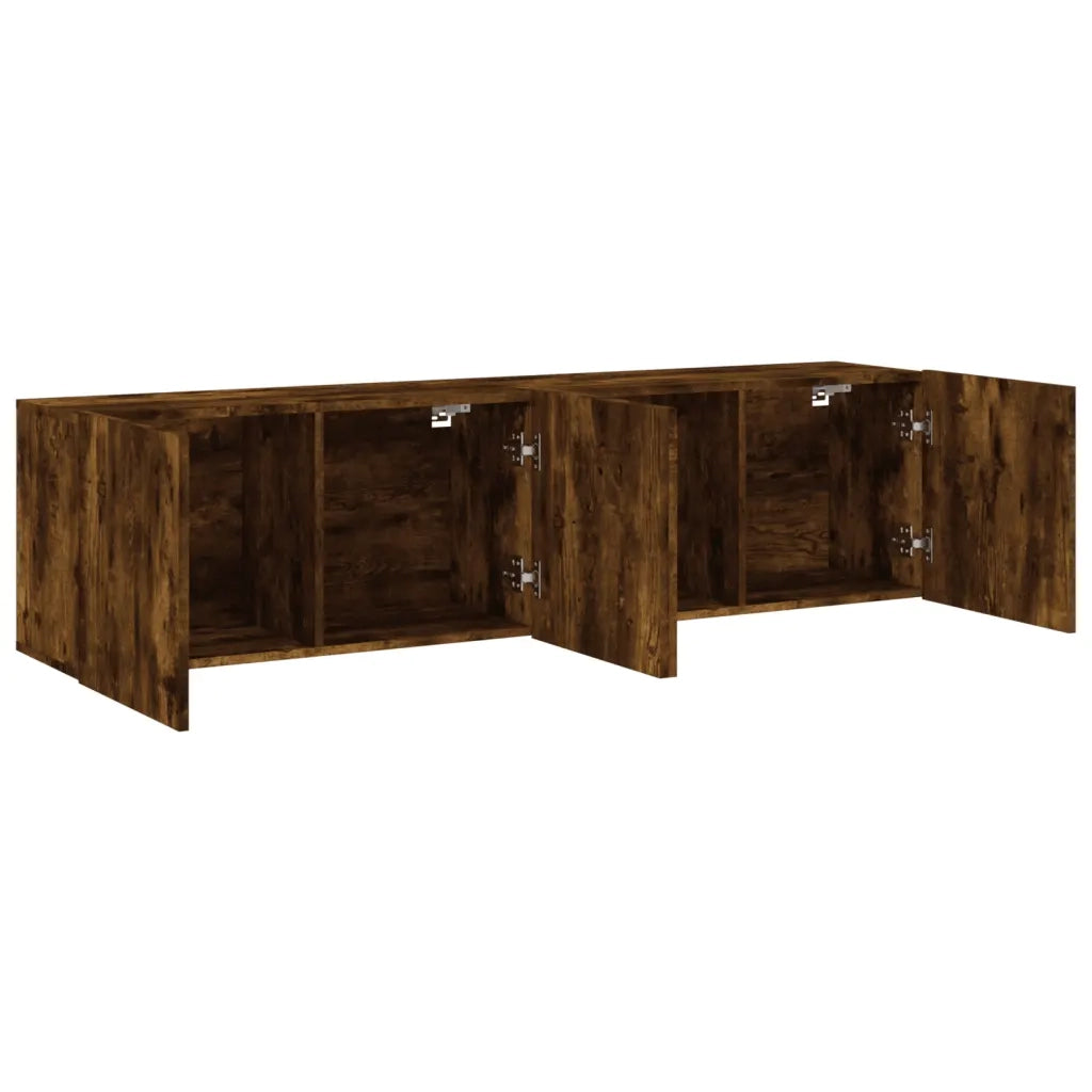Mobili TV a Parete 2pz-Set di 2 Credenza per TV sospesa Rovere Fumo 80x30x41 cm