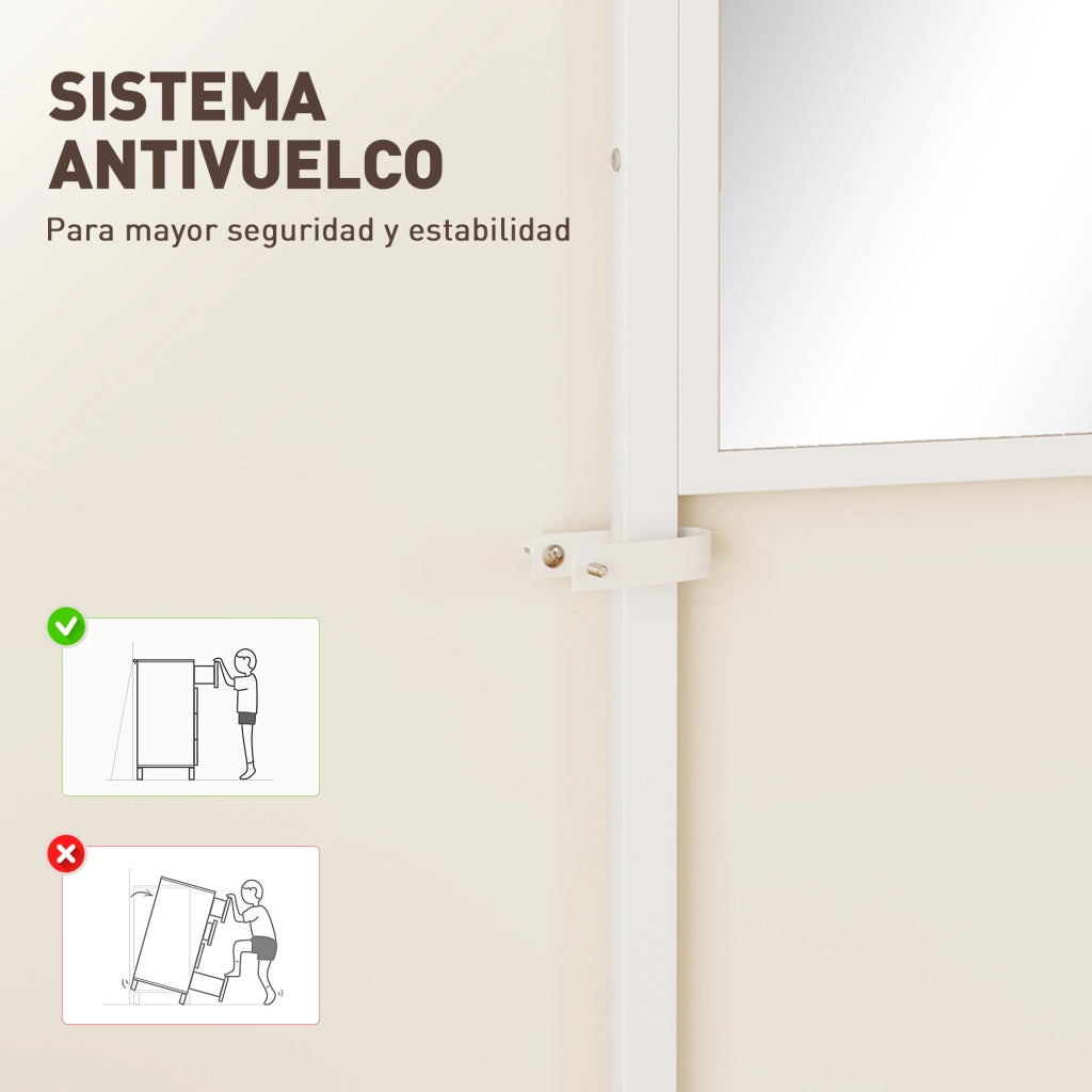 Appendiabiti con specchio e ripiani ¨C zephmum ¨C 98x34x186 cm colore naturale