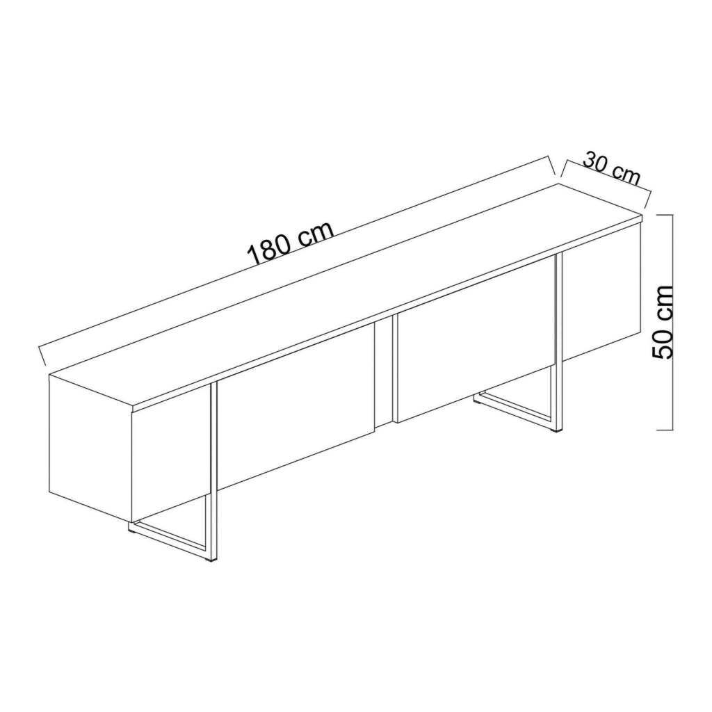 Abishia, Mobile Porta tv Cassetti, 180x30x50h cm Nero Antracite
