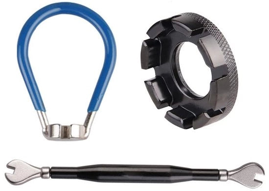 Set di chiavi per bicicletta in astuccio - Astuccio per attrezzi bicicletta - Set di attrezzi bicicletta - Chiave a stella con manico - Adatto per 14G raggi