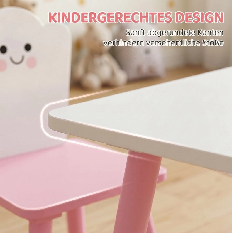 Set tavolo e 2 sedie Montessori per bambini rosa