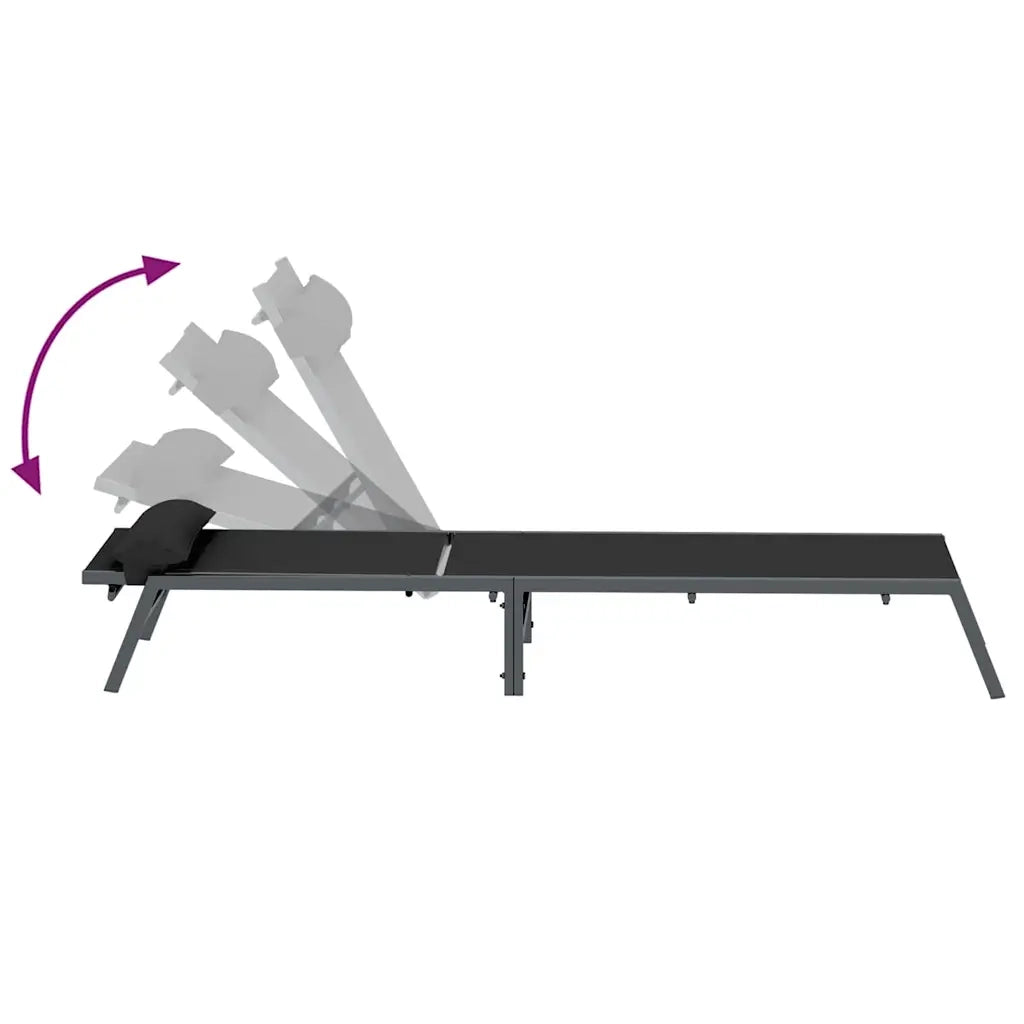 Lettino 1-persona Nero e antracite 197 x 54 x 86 cm Acciaio 42010348