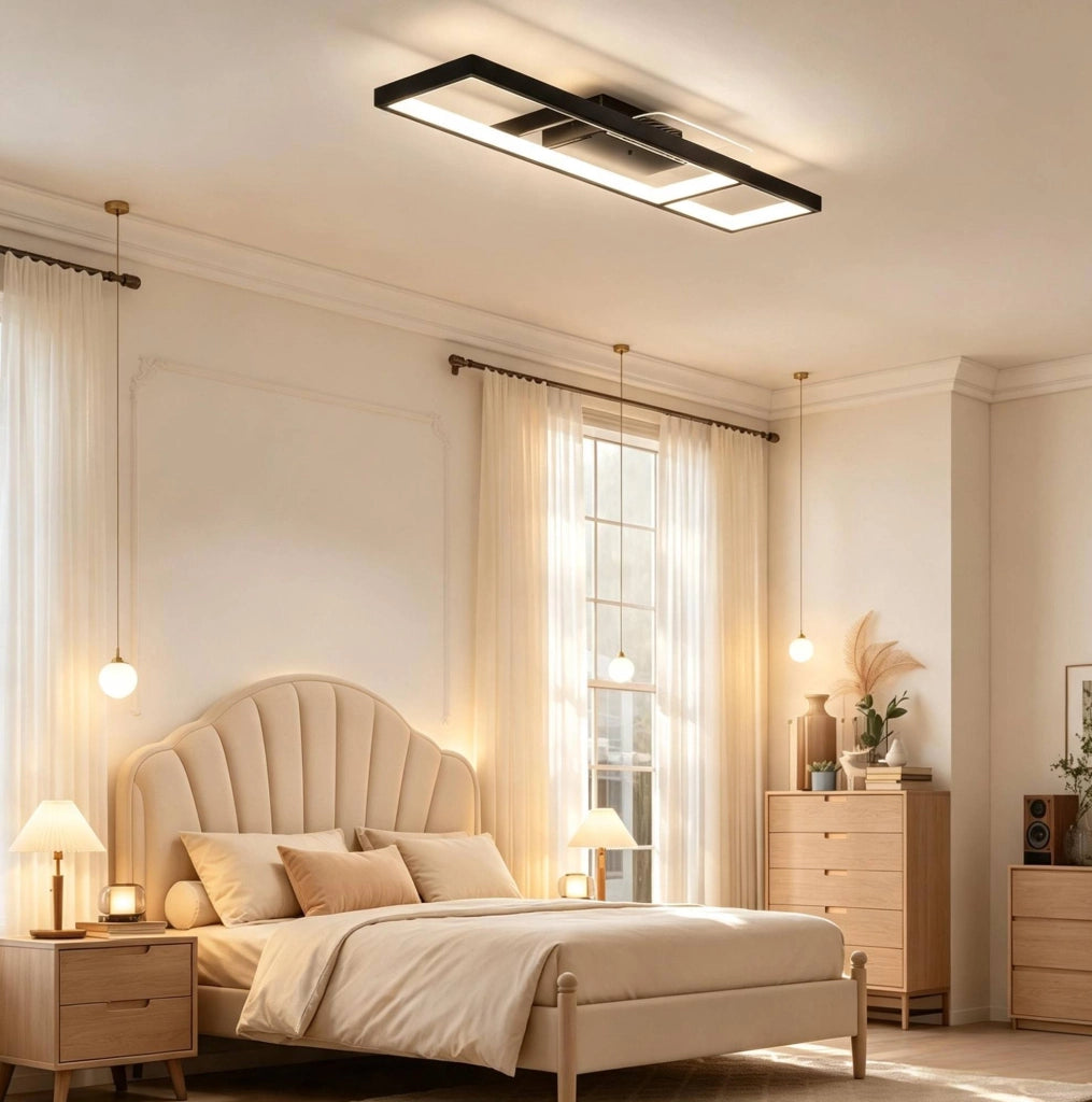 Plafoniera LED ULEVR 70x30 cm 43W 4600 lm dimmerabile 3000-6000K con telecomando, nera