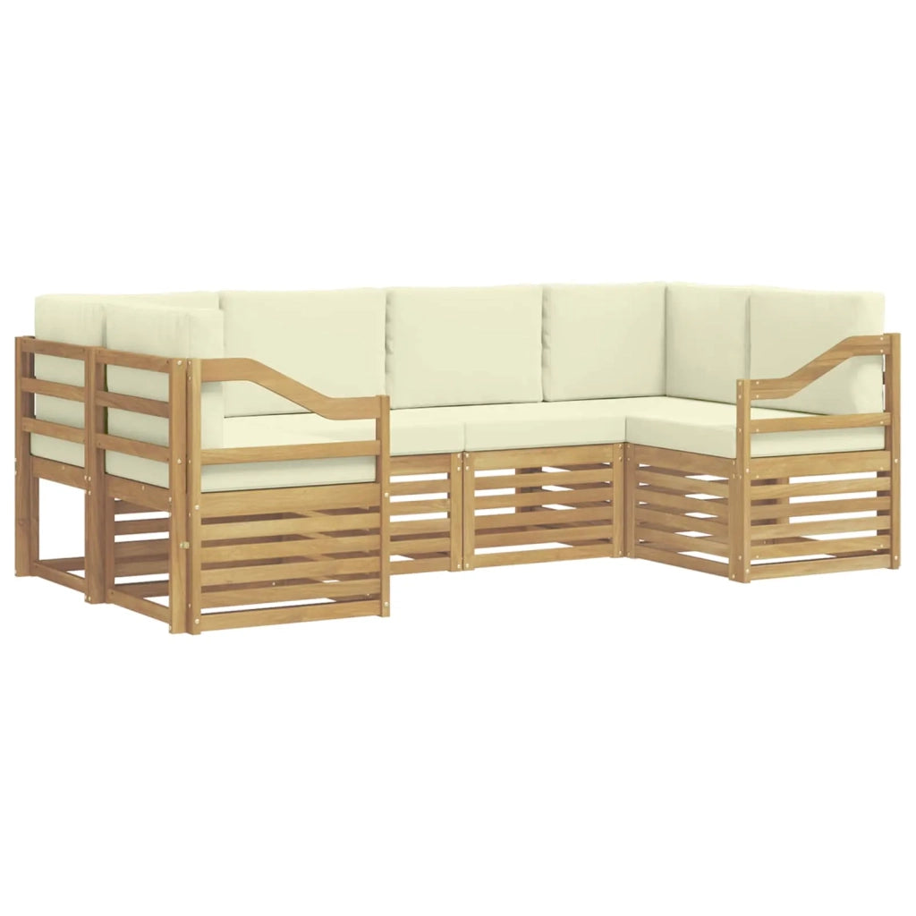Set divano sezionale 6 pcs Bianco e Crema Poliestere 3392410