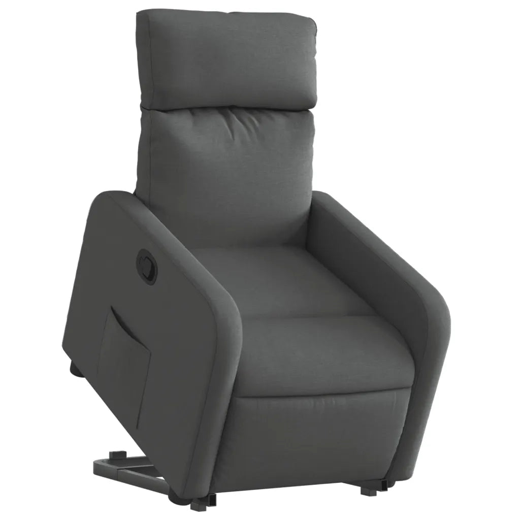 Poltrona | Sedia Relax Alzapersona Reclinabile Grigio Scuro in Tessuto
