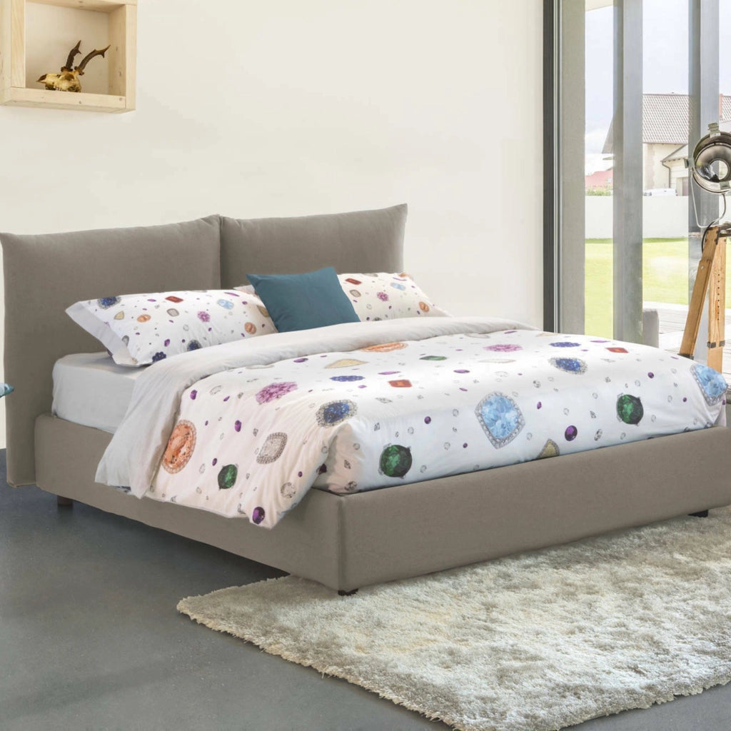 Letto Matrimoniale Arpino, Letto Matrimoniale Materasso Incluso Made in Italy, Grigio Tortora\
