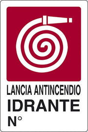 Cartello Lancia antincendio idrante NÂ° luoghi pubblici 30CMx20CM