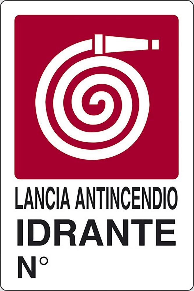 Cartello Lancia antincendio idrante NÂ° luoghi pubblici 30CMx20CM