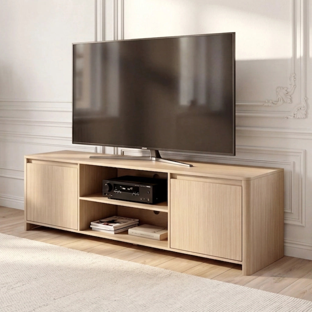 Mobile Porta TV Takranmaa a 2 Ante e Vani Aperti 150x40x50 cm - Effetto Rovere [en.casa]