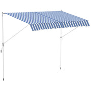 Tenda da Sole a Bracci 3x1.5m con Manovella e Struttura Telescopica, Bianco e Blu