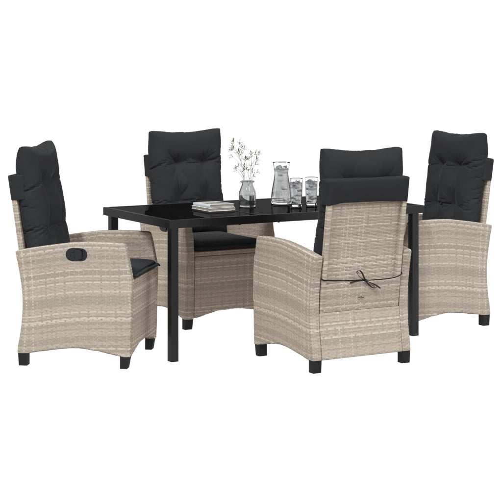 Set da pranzo da giardino 5 pezzi con cuscini Grigio chiaro Rattan sintetico