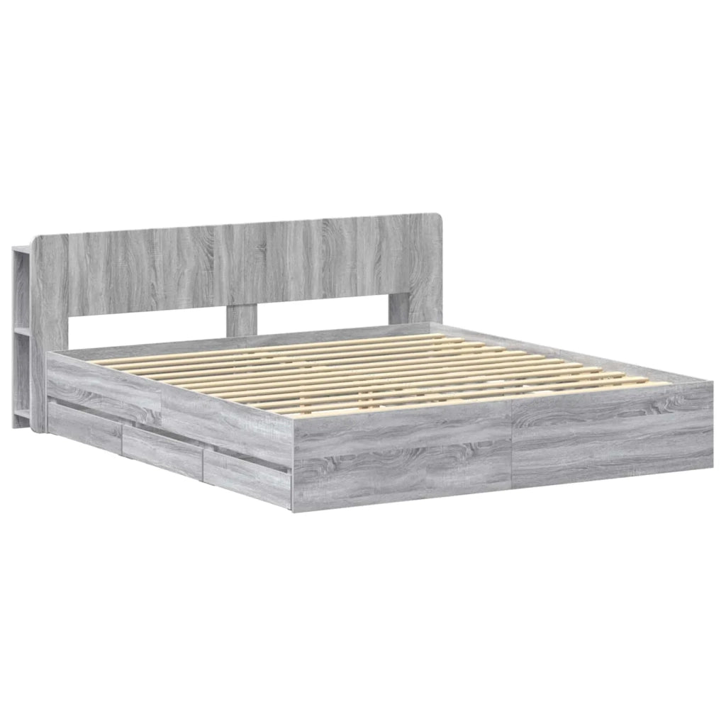 Struttura del letto con stoccaggio e testata Sonoma grigio 3433981