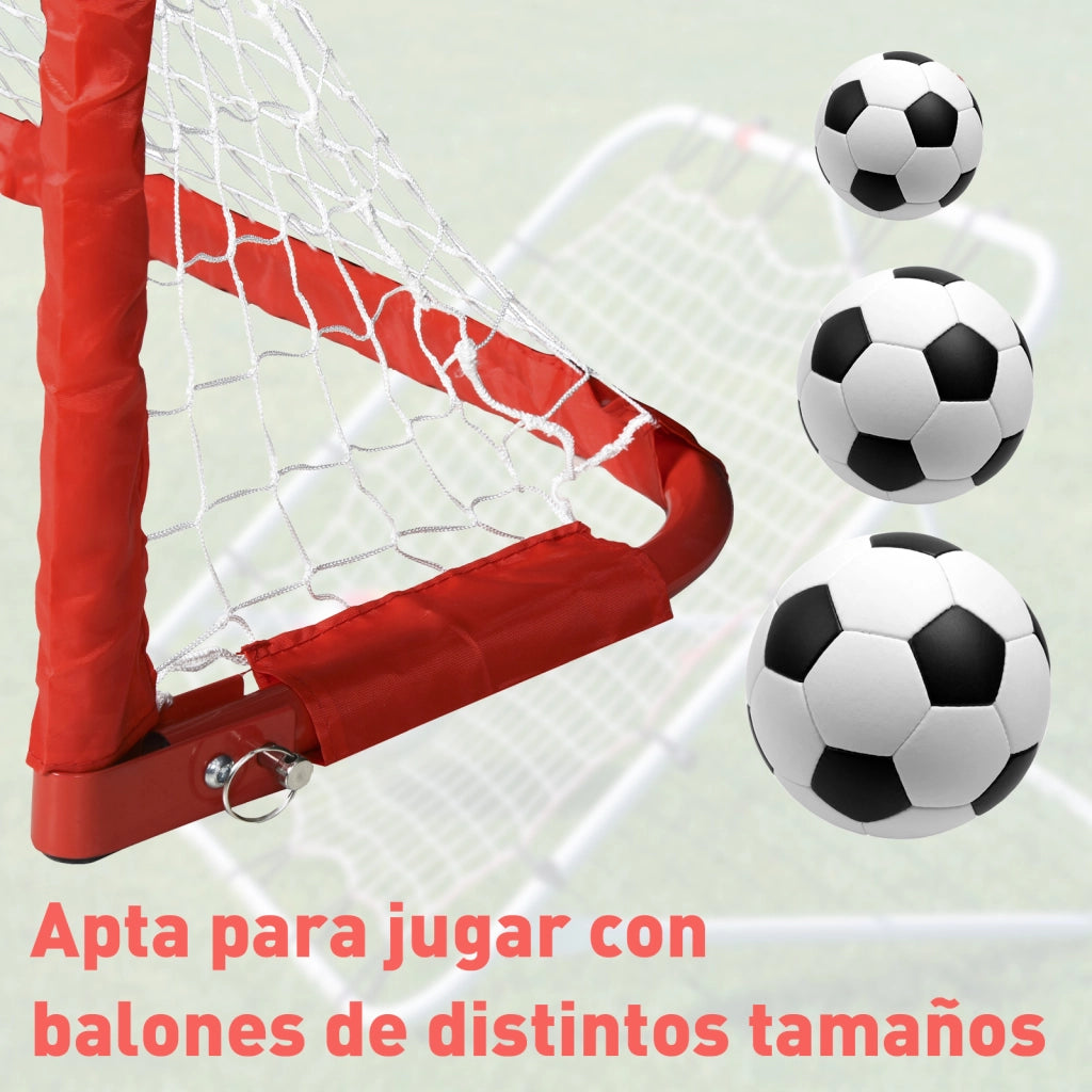 Set di 2 Porte da Calcio Pieghevoli per Esterno ¨C zephmum ¨C Rosso 90x36x60 cm
