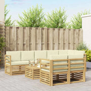 Set divani 9 pcs Bianco e Crema Legno di Acacia Massello