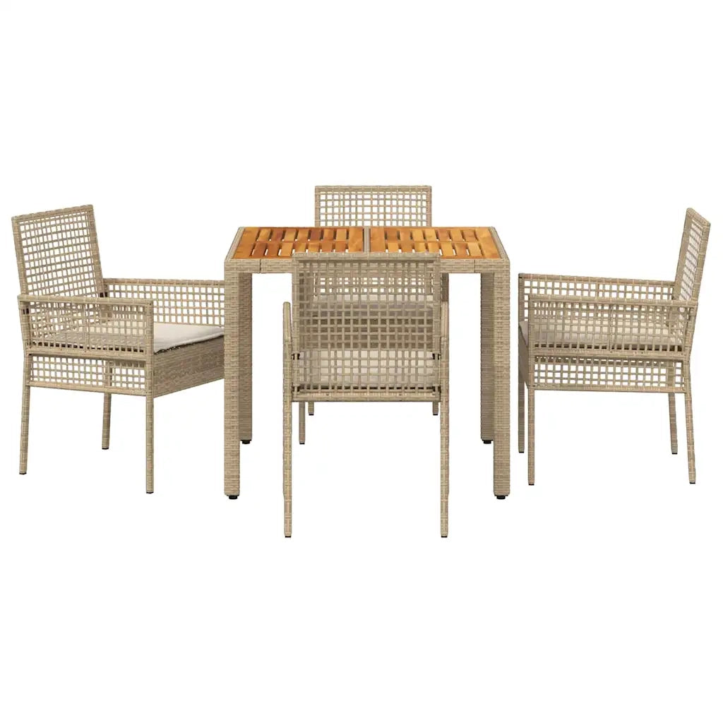Set da Pranzo per Giardino 5 pcs Beige polyrattan 3334918