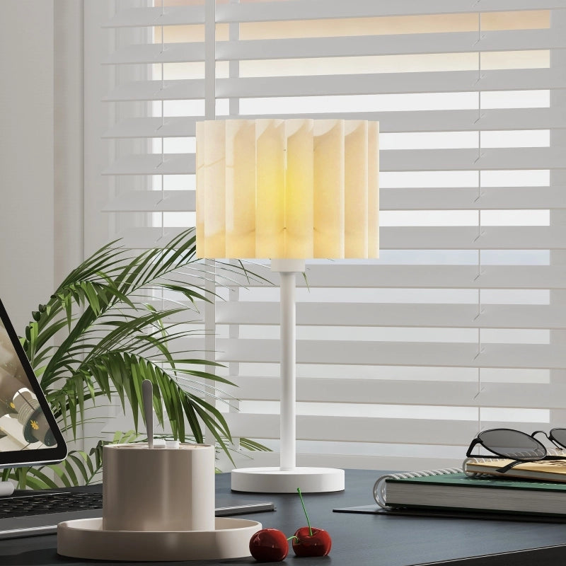 LAMPADA DA TAVOLO con interruttore a pulsante, Ø25 x 48,5 cm, plastica bianca