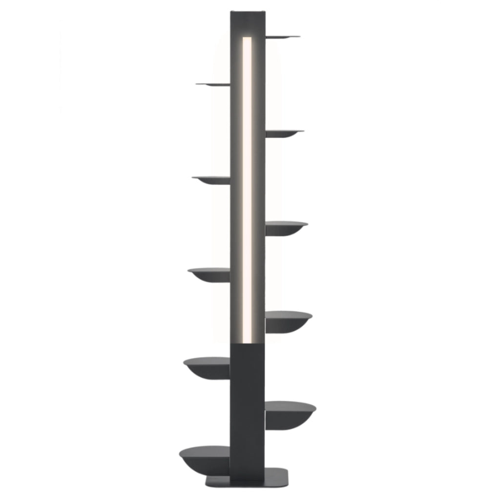 ALUBOX HYDRA Porta Piante Da Esterno E Interno A Colonna Autoportante Illuminato 167X49X30 Cm Porta Vasi Da Interno E Esterno Con Telaio In Alluminio E 10 Mensole 15,2 Kg