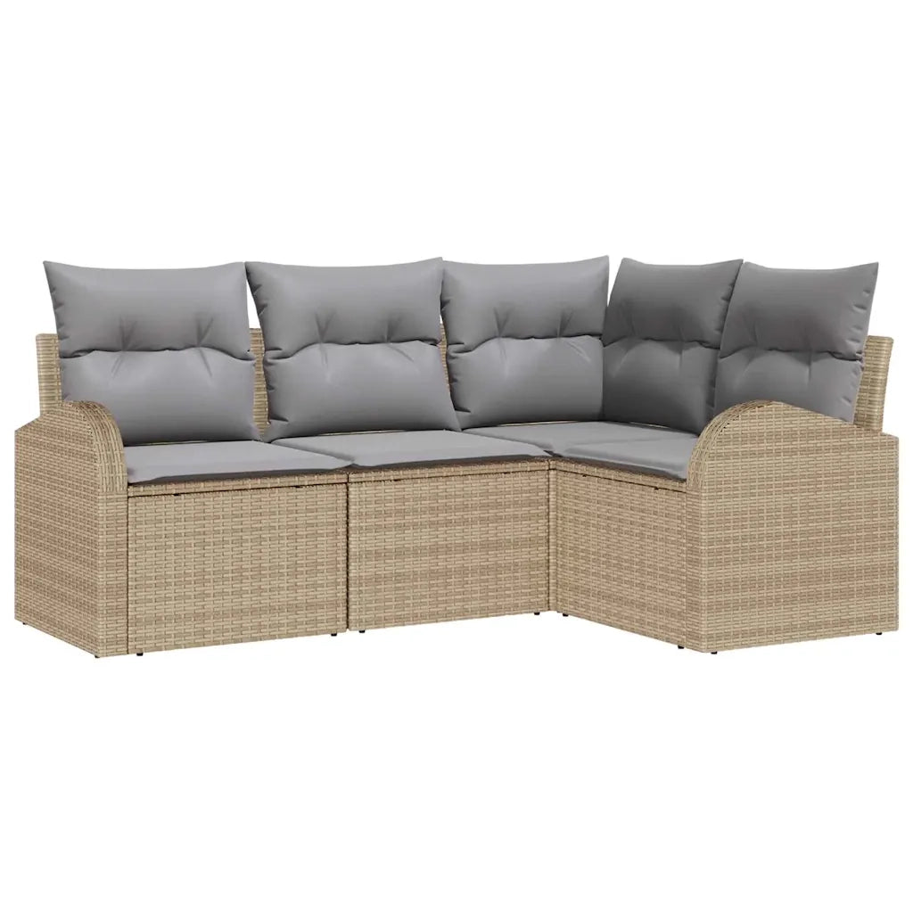 Set Divano da Giardino 4 pcs Beige e Grigio Chiaro polyrattan 3354689