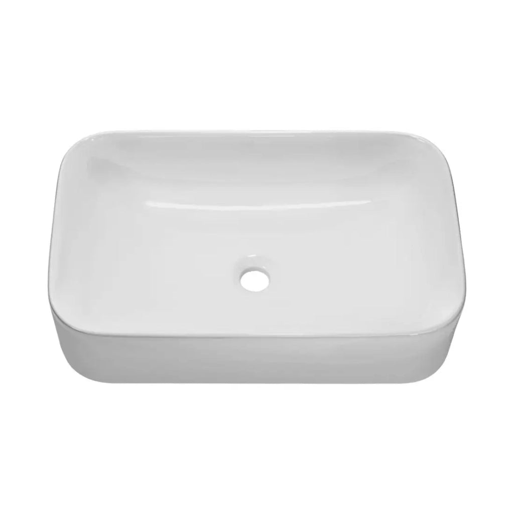 Lavabo da appoggio rettangolare 61x38 cm bianco lucido con piletta click clack
