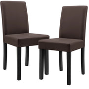Set di 2 sedie imbottite gambe in legno massello rivestimento sintetico 90 cm marrone e nero 03_0002362