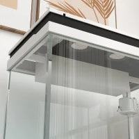 Acquario in Vetro da 41 Litri con Sistema di Filtraggio, Luci LED, Pompa dell'Acqua, per Diverse Specie di Pesci, Bianco