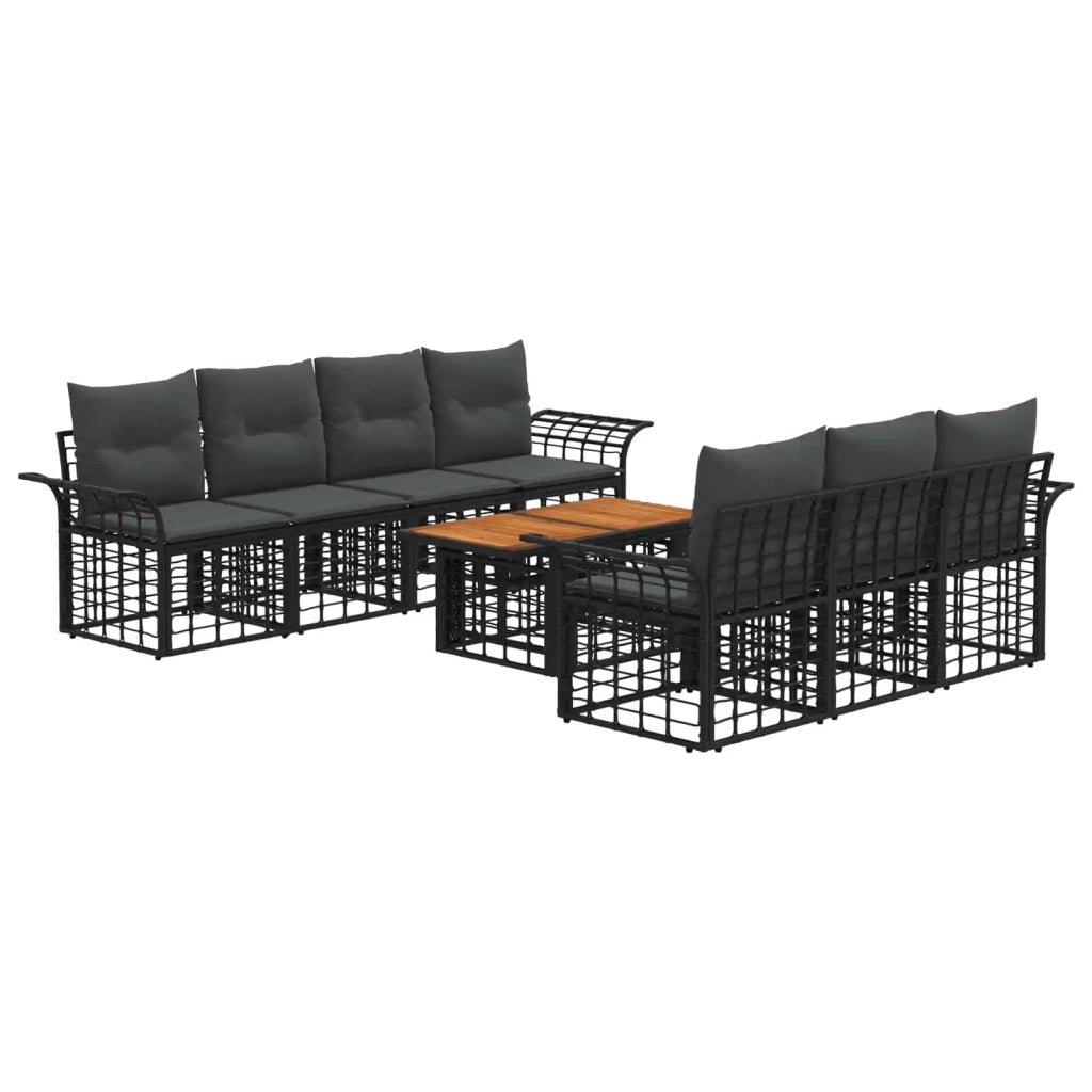 Set Divano da Giardino 8 pz Nero e Grigio scuro polyrattan 3437953