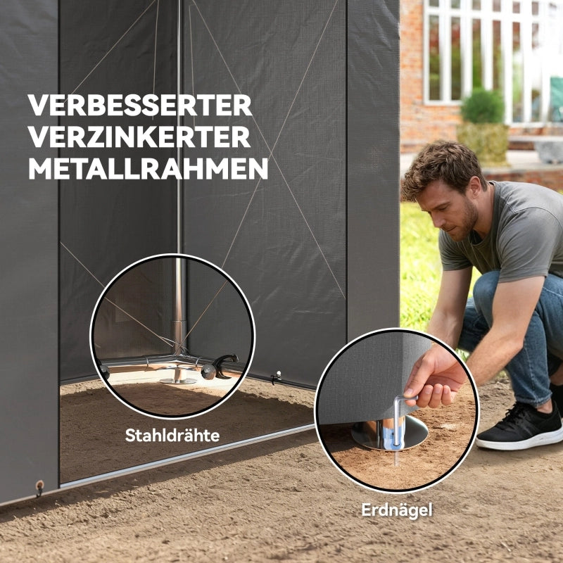 Tenda impermeabile da garage portatile 1;9x1;2m con porta a cerniera arrotolata finestra di ventilazione grigio scuro
