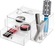 Organizzatore di Trucco con Sostegni e Cassetti laterali – Scatola di Conservazione trasparente per la Bagno