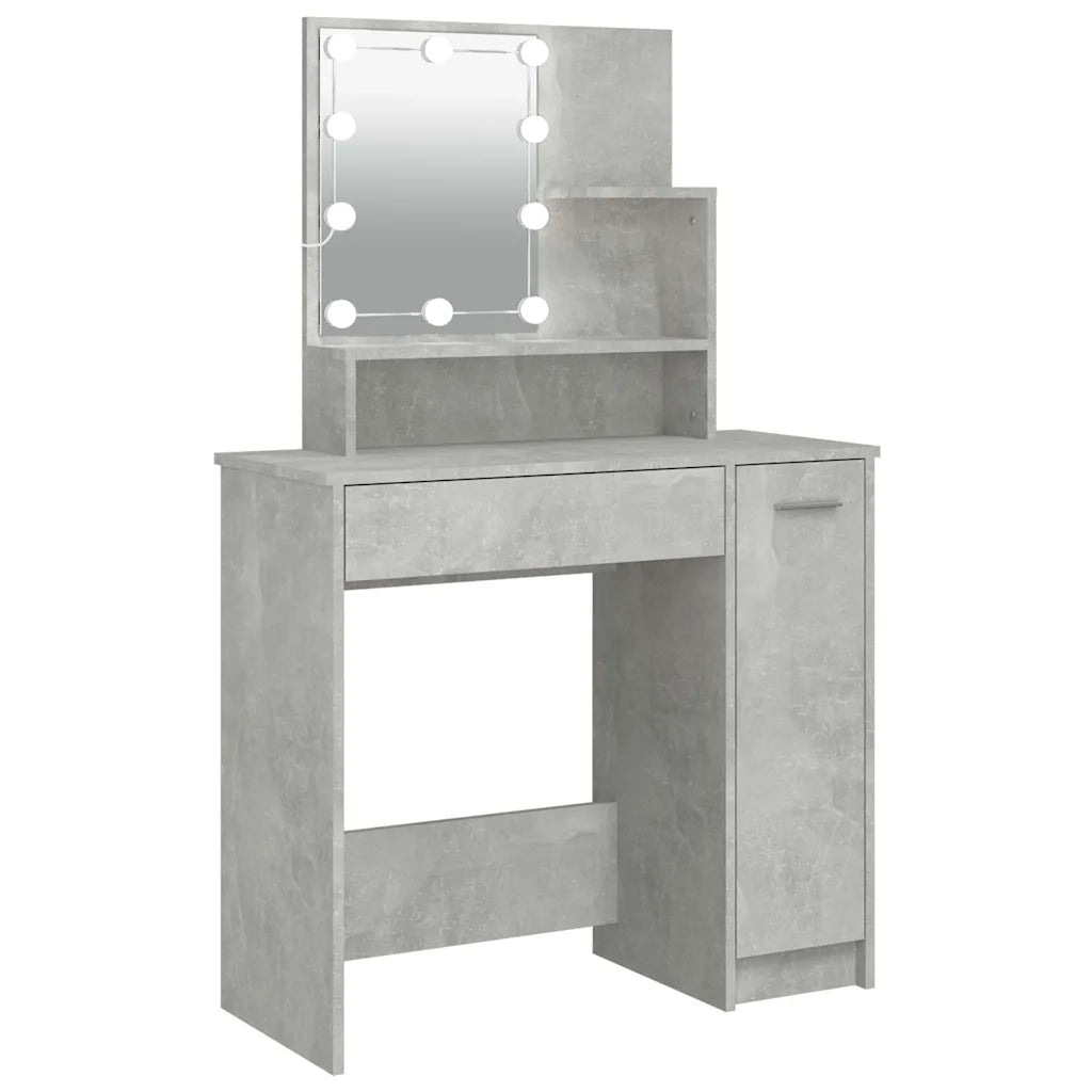 Toeletta | Tavolo da Trucco con LED Grigio Cemento 86,5x35x136 cm