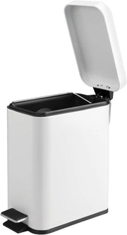 44252EU contenitore per rifiuti piccolo in plastica e metallo con coperchio e pedale per la cucina e la doccia bianco 1410 x 3010 x 2750 cm