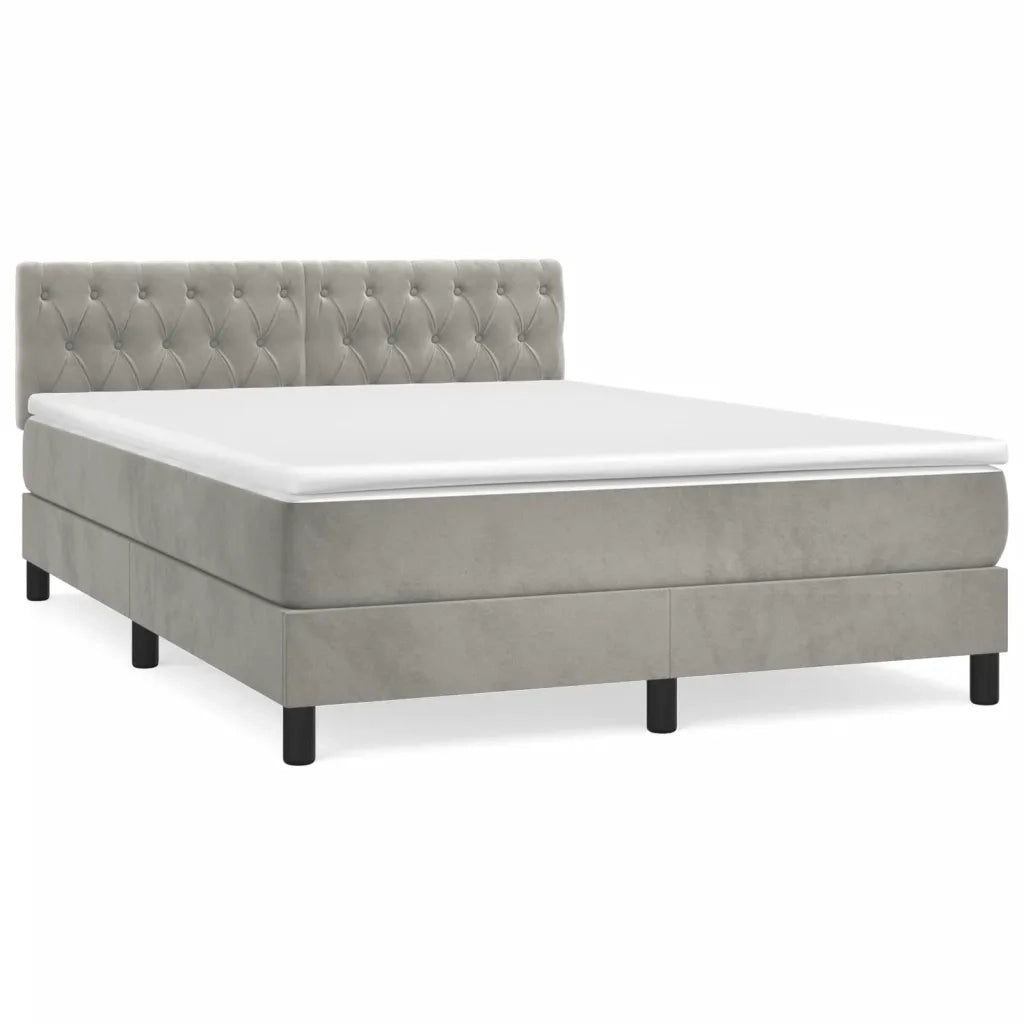 Giroletto a Molle con Materasso Grigio Chiaro 140x200cm Velluto 3141485