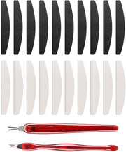 Set di Viti e Smussa Professionale 20 pezzi - Smussa e Blocco di Polimento 100/180 - Smussa a forma di Mezza Luna - Strumento di Rimozione della Pelle Morta - Lavabile e Igiene - Set di Smussa