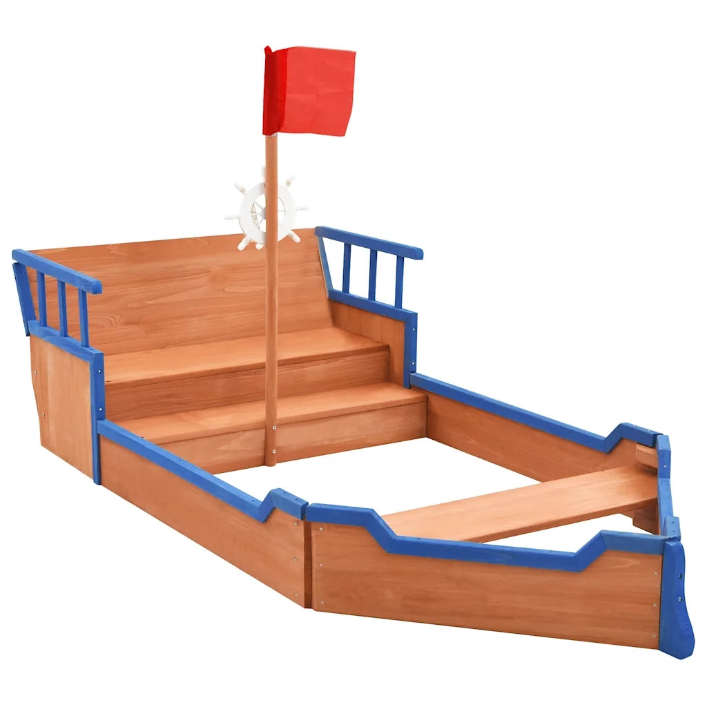 Sabbiera Nave dei Pirati in Legno di Abete 190x94,5x101 cm 92171