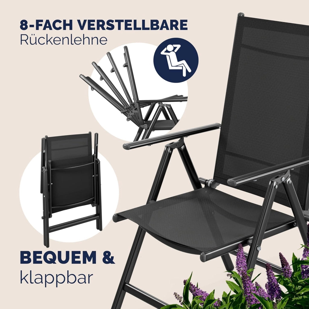 ® Tavolo e Sedie da Giardino Alluminio Bern 7 pz Schienale Regolabile Set da Pranzo Esterno