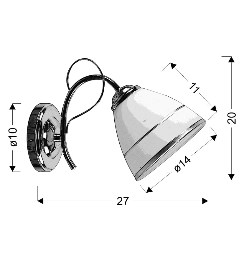 Applique da parete Candellux Elotte 1xE27 40W cromo/bianco