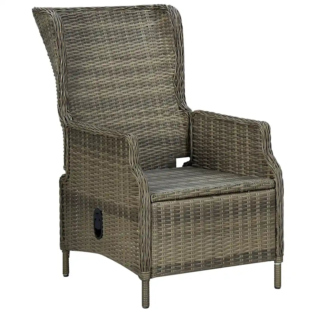 Sedia da Giardino Reclinabile con Cuscini in Polyrattan Marrone 313302
