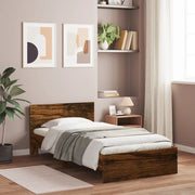 Giroletto con Testiera-Struttura Letto con testiera Rovere Fumo 100x200 cm Legno Multistrato 160385
