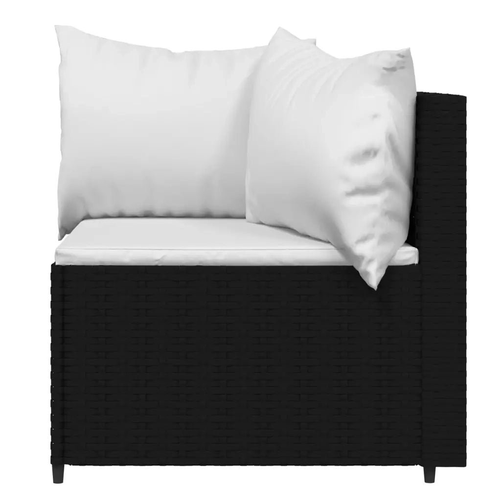 Set Divani da Giardino 4 pz con Cuscini Nero in Polyrattan 319744